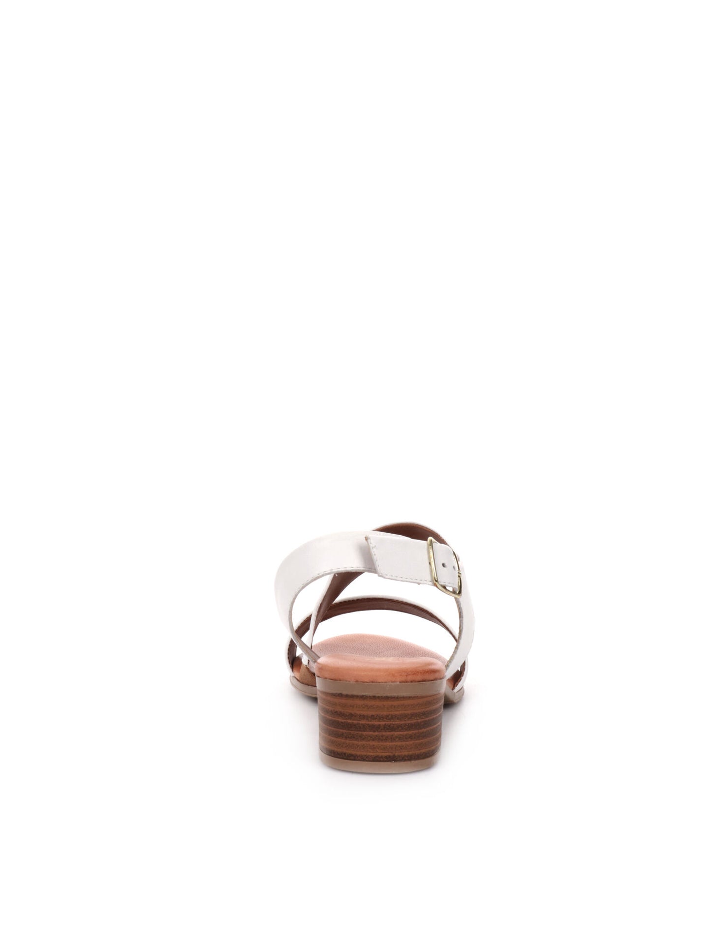 Shoelab sandalo elegante da donna in pelle bianca con tacco largo