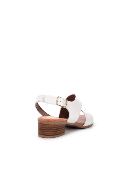 Shoelab sandalo elegante da donna in pelle bianca con tacco largo