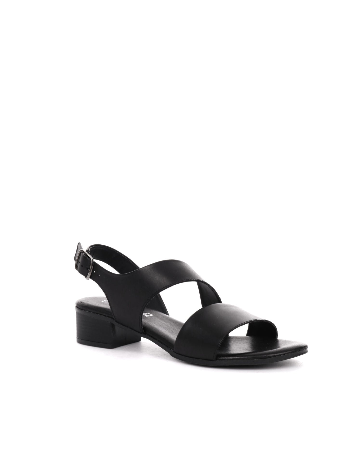 Sandalo elegante da donna Shoelab in pelle nera con tacco largo