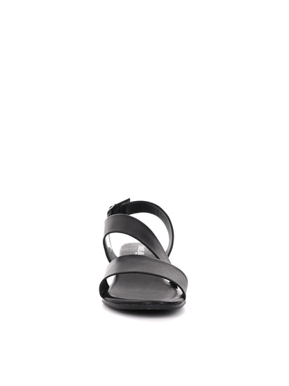 Sandalo elegante da donna Shoelab in pelle nera con tacco largo