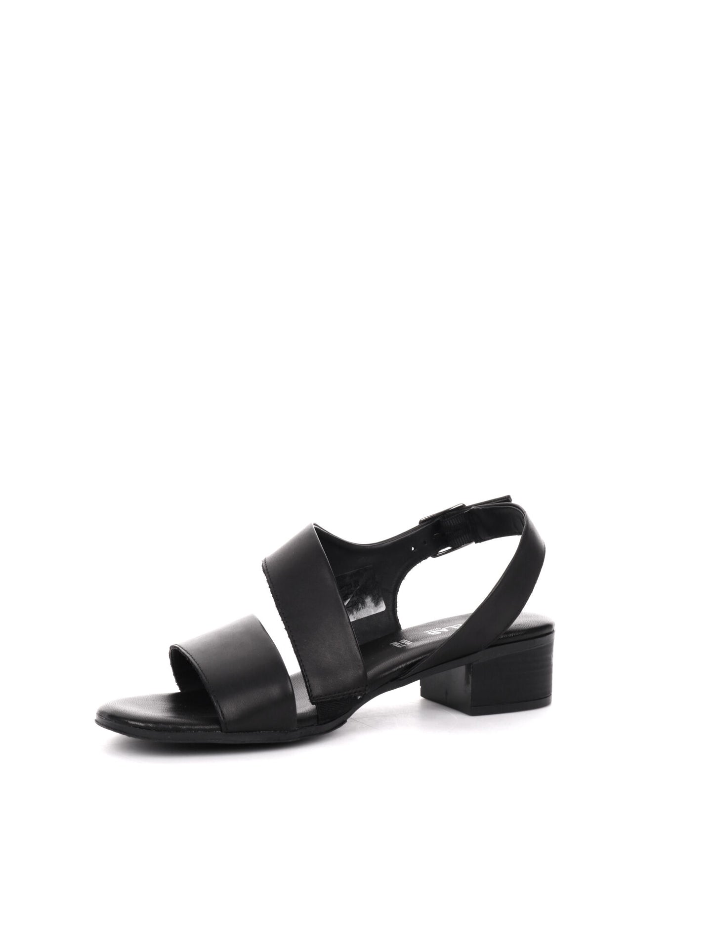 Sandalo elegante da donna Shoelab in pelle nera con tacco largo