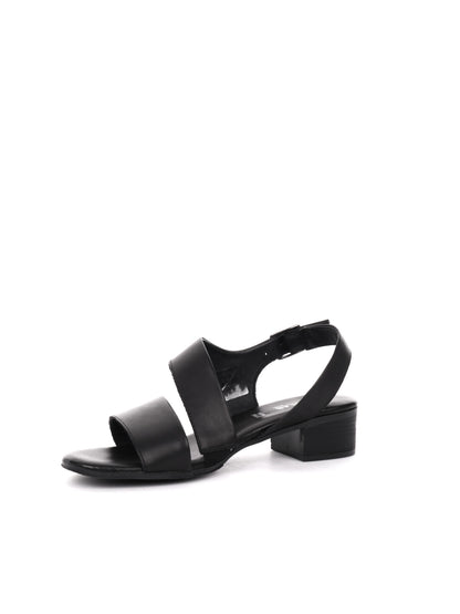 Sandalo elegante da donna Shoelab in pelle nera con tacco largo