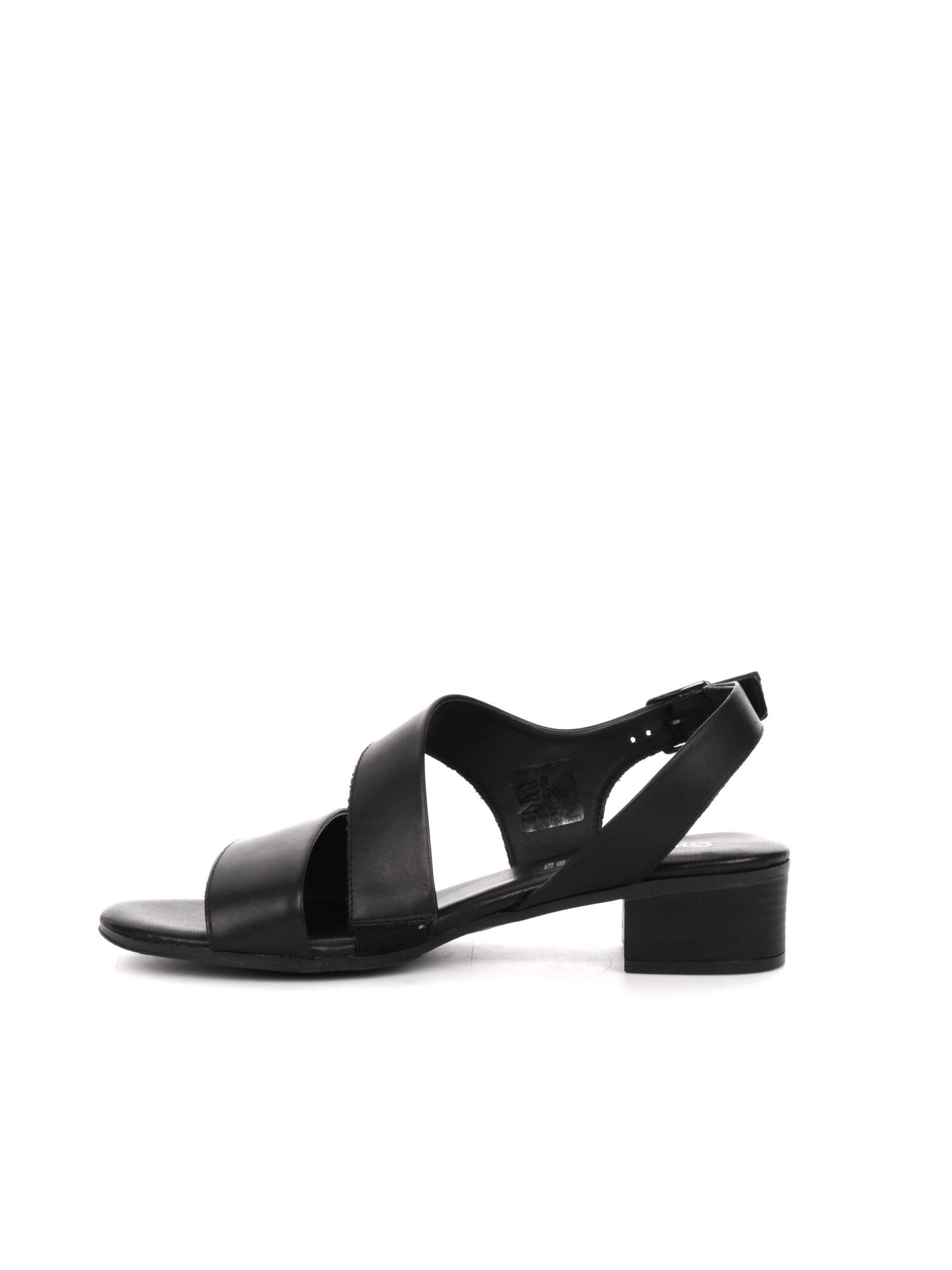 Sandalo elegante da donna Shoelab in pelle nera con tacco largo