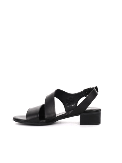 Sandalo elegante da donna Shoelab in pelle nera con tacco largo