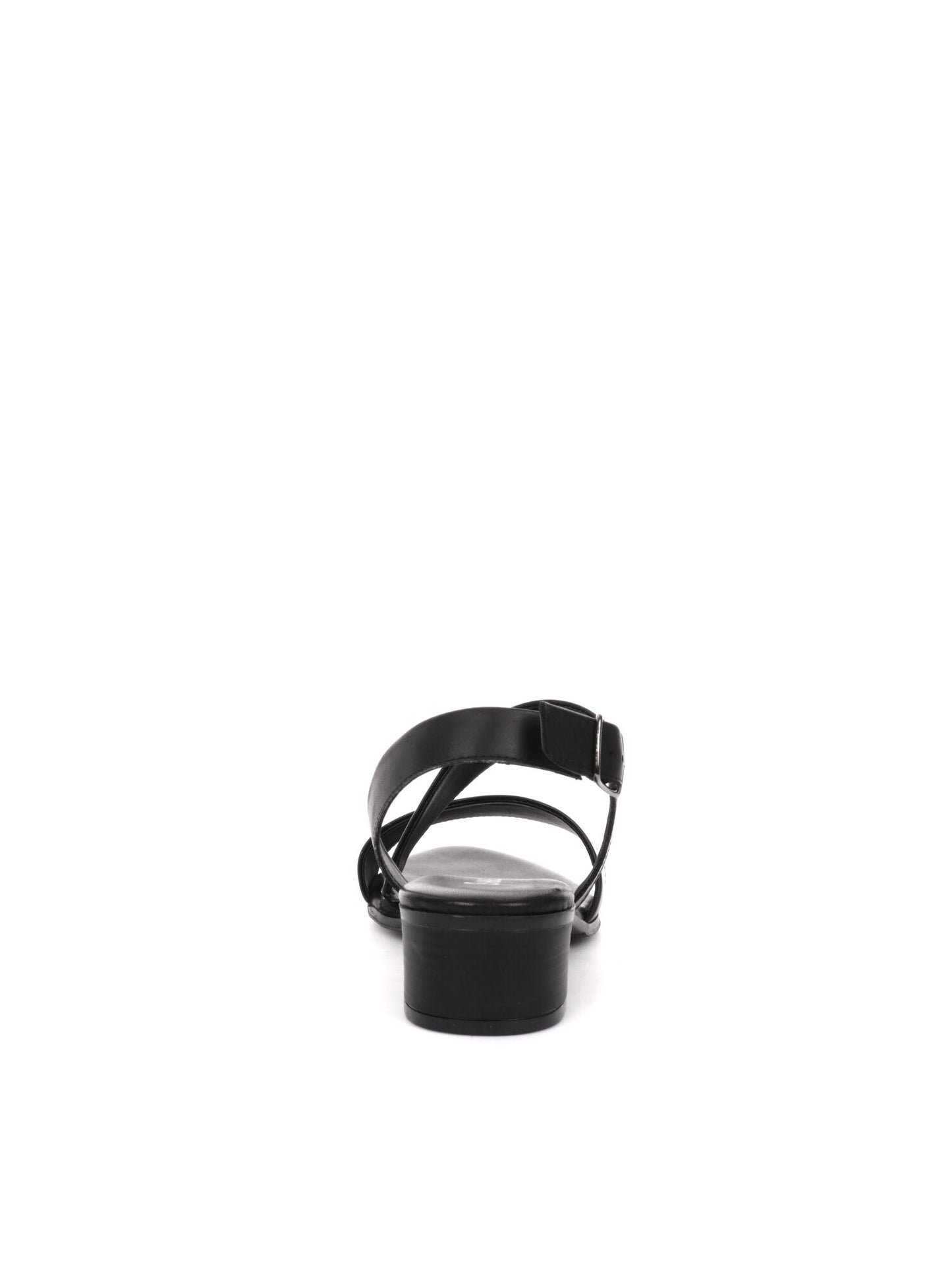 Sandalo elegante da donna Shoelab in pelle nera con tacco largo
