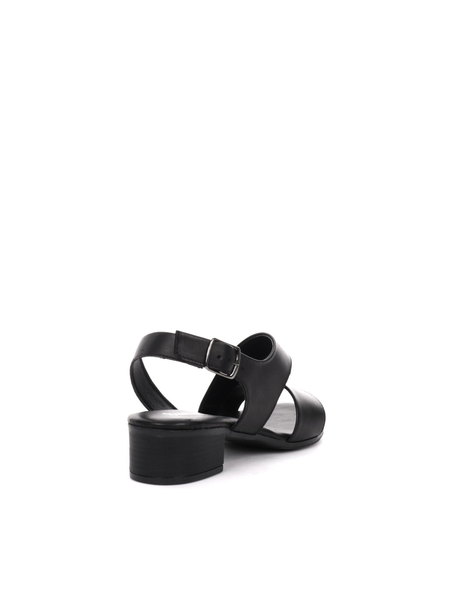 Sandalo elegante da donna Shoelab in pelle nera con tacco largo