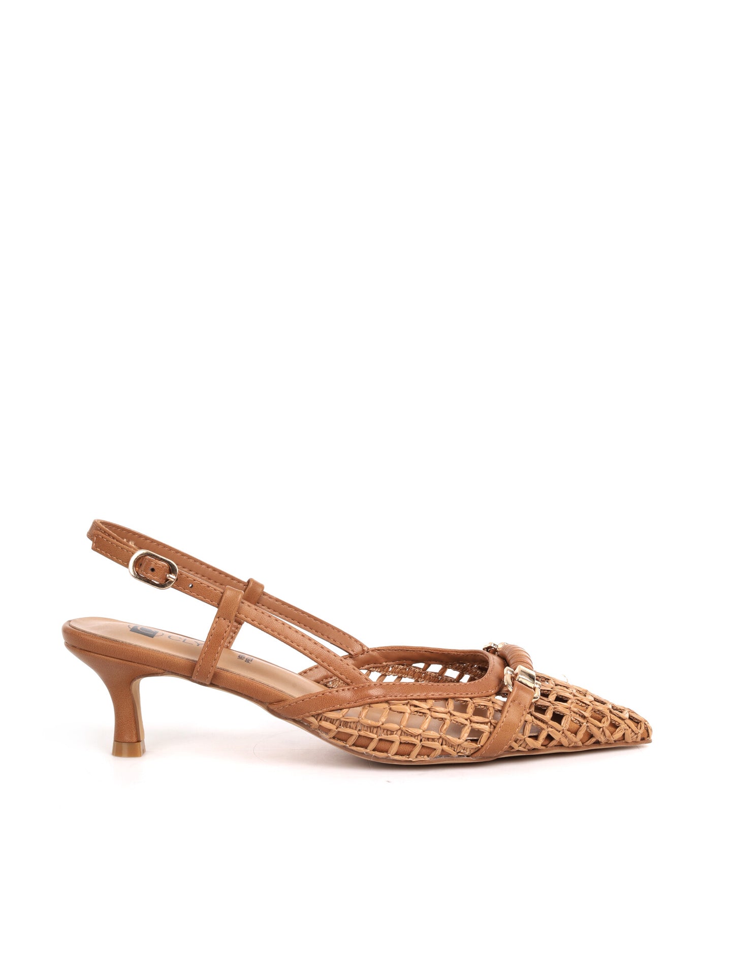 Clyo' Chanel, décolleté donna slingback tan intrecciata elegante