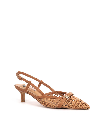 Clyo' Chanel, décolleté donna slingback tan intrecciata elegante