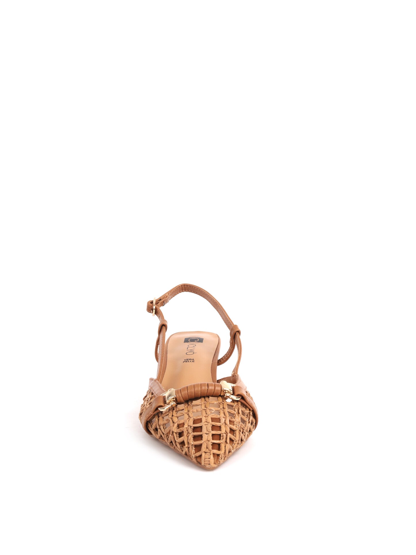 Clyo' Chanel, décolleté donna slingback tan intrecciata elegante
