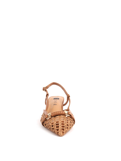 Clyo' Chanel, décolleté donna slingback tan intrecciata elegante