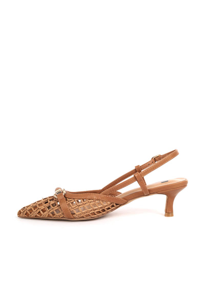 Clyo' Chanel, décolleté donna slingback tan intrecciata elegante