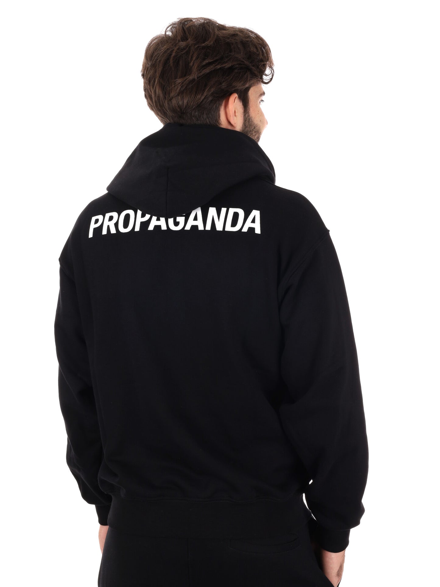 FELPA CON LOGO PROPAGANDA DA UOMO NERO BIANCO
