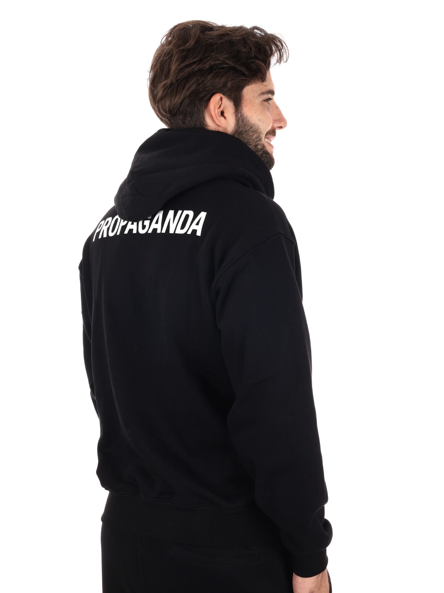 FELPA CON LOGO PROPAGANDA DA UOMO NERO BIANCO