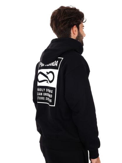 FELPA CON STAMPA SUL RETRO PROPAGANDA DA UOMO NERO BIANCO