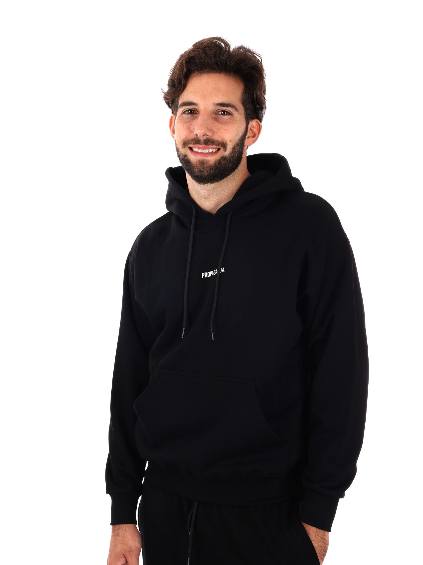FELPA CON STAMPA E CAPPUCCIO PROPAGANDA DA UOMO NERO