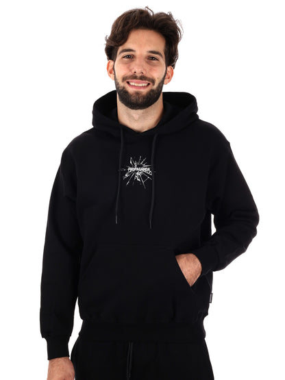 FELPA CON STAMPA E CAPPUCCIO PROPAGANDA DA UOMO NERO BIANCO