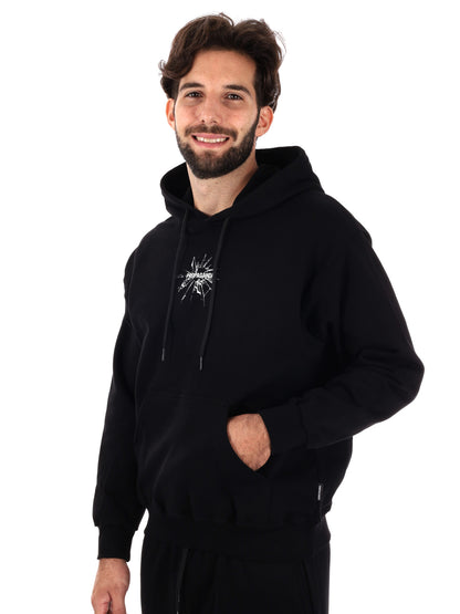 FELPA CON STAMPA E CAPPUCCIO PROPAGANDA DA UOMO NERO BIANCO