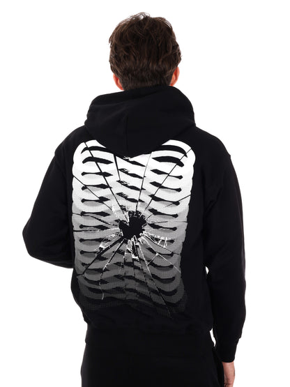 FELPA CON STAMPA E CAPPUCCIO PROPAGANDA DA UOMO NERO BIANCO