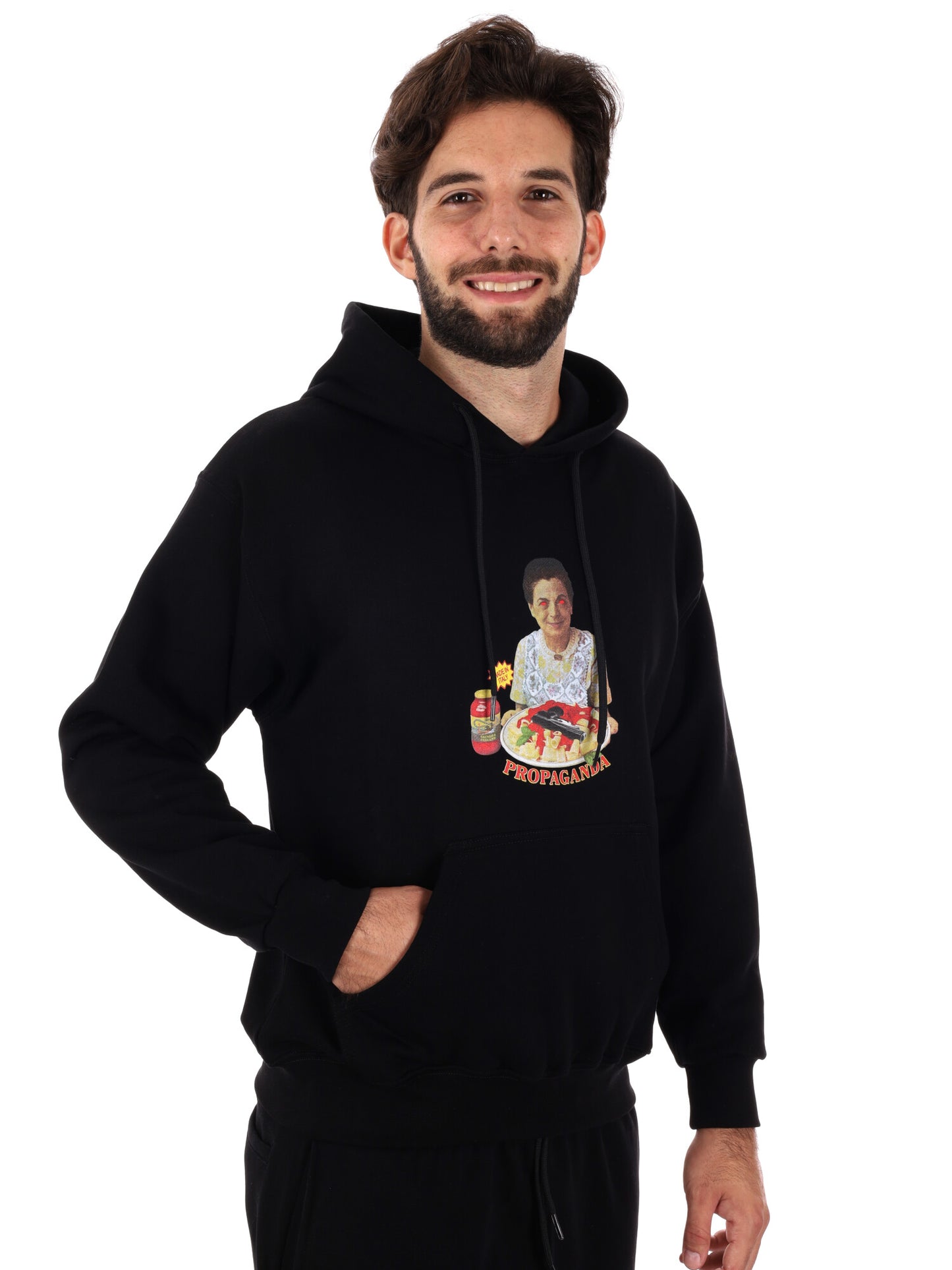 FELPA CON STAMPA SAUCE PROPAGANDA DA UOMO NERO