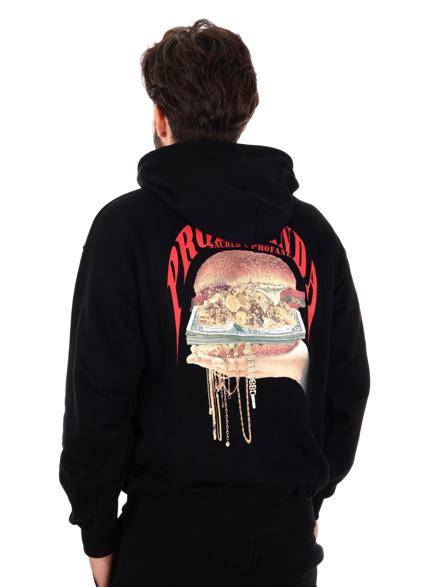 FELPA CON STAMPA JUICY PROPAGANDA DA UOMO NERO BIANCO