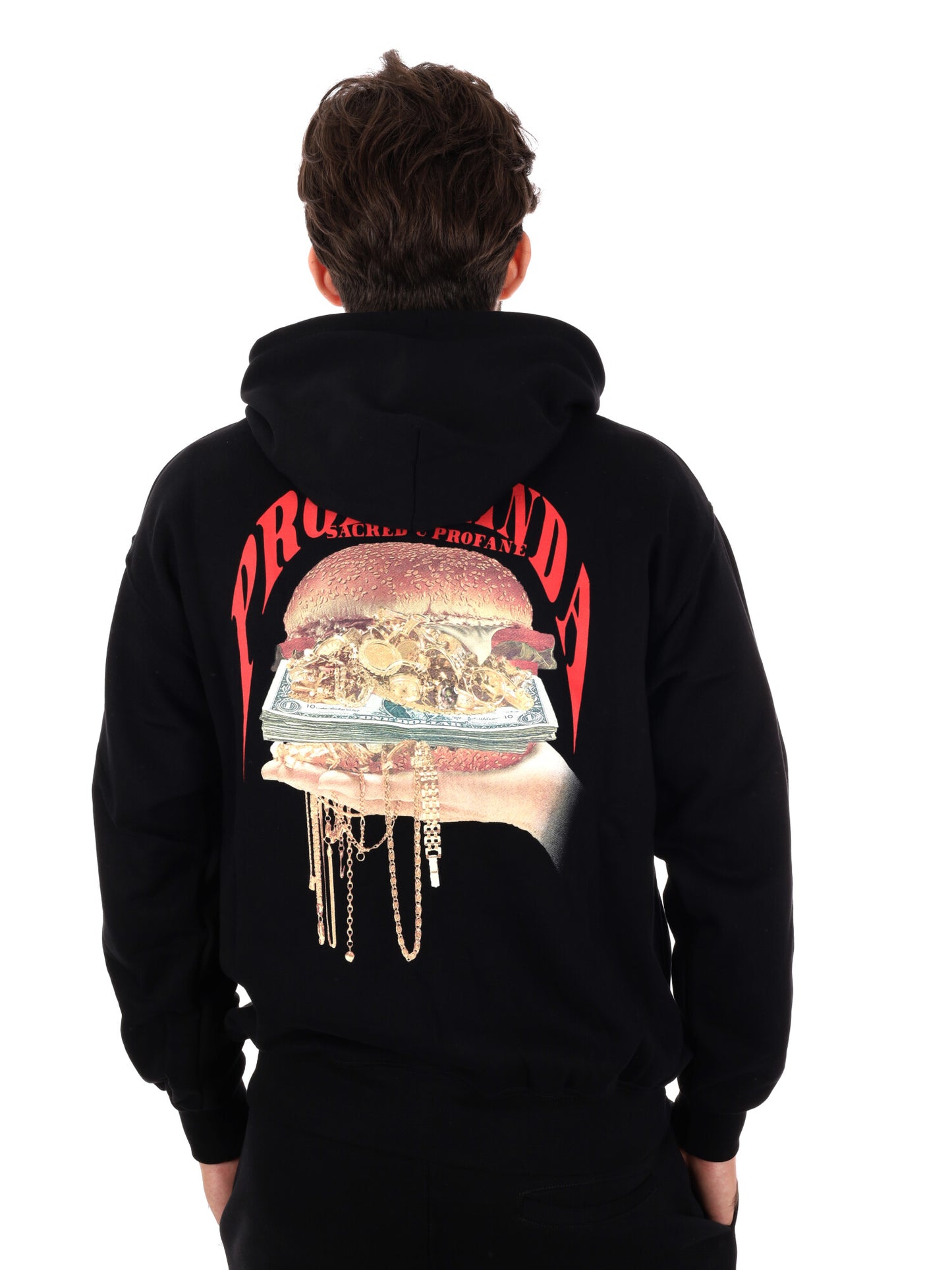 FELPA CON STAMPA JUICY PROPAGANDA DA UOMO NERO BIANCO