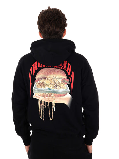 FELPA CON STAMPA JUICY PROPAGANDA DA UOMO NERO BIANCO