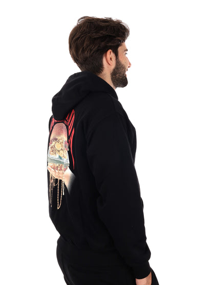 FELPA CON STAMPA JUICY PROPAGANDA DA UOMO NERO BIANCO