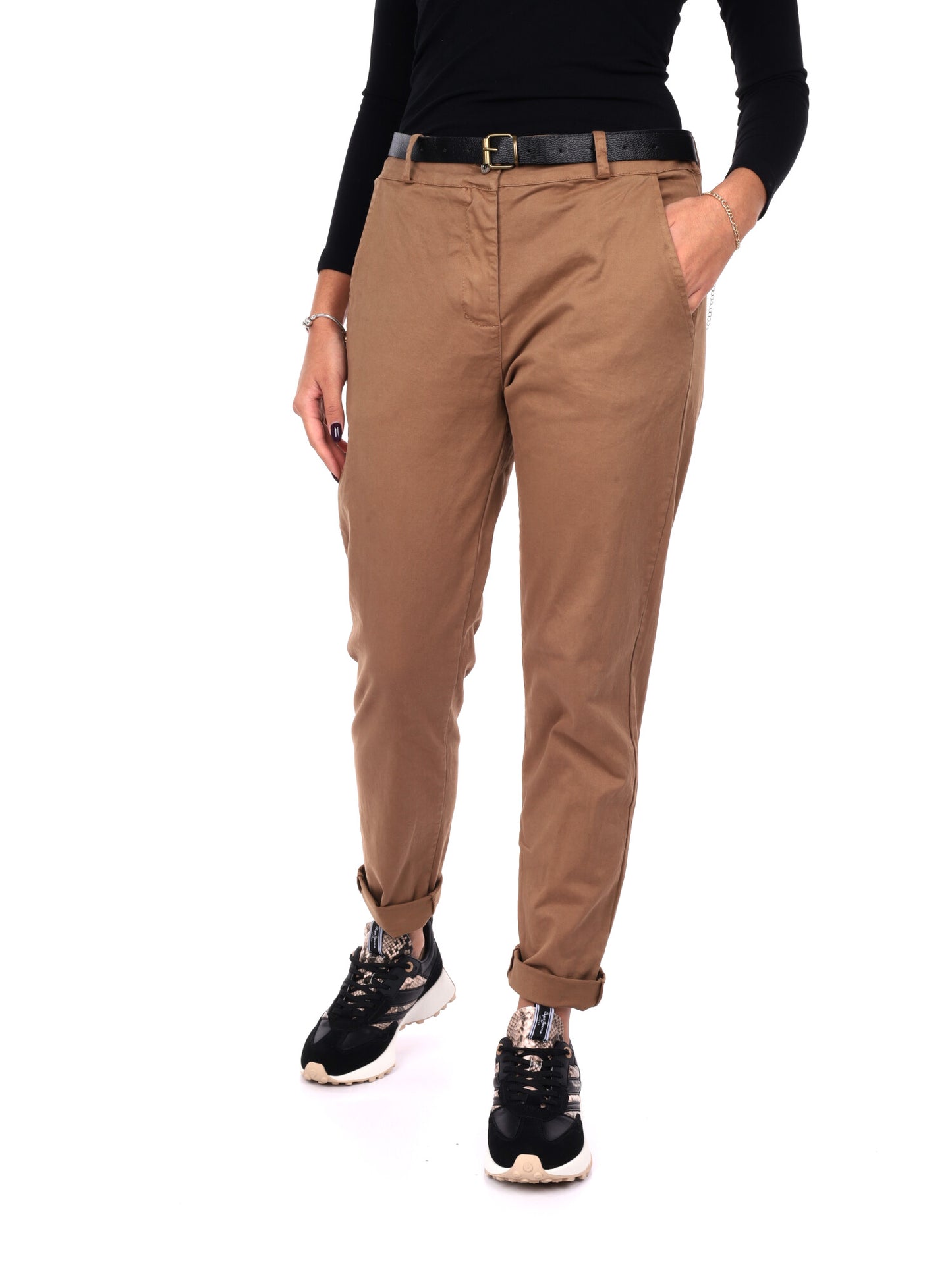 PANTALONE CASUAL CON CINTURA MISS LOVE DA DONNA CAMMELLO