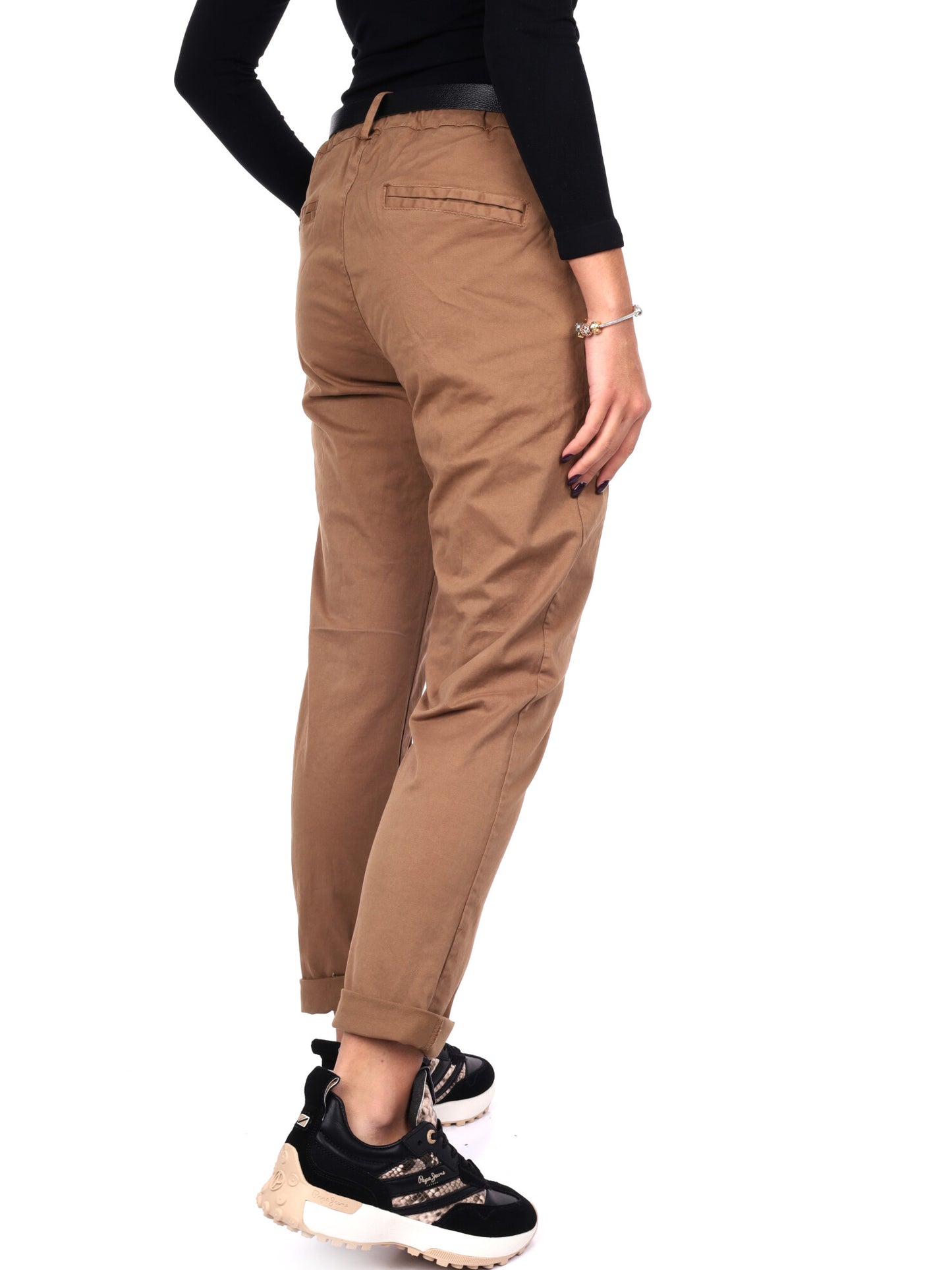 PANTALONE CASUAL CON CINTURA MISS LOVE DA DONNA CAMMELLO