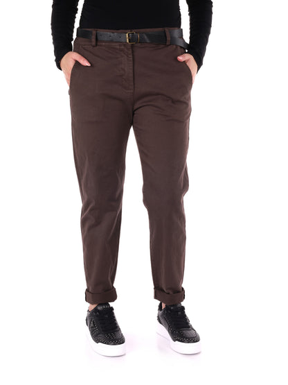 PANTALONE CASUAL CON CINTURA MISS LOVE DA DONNA MARRONE