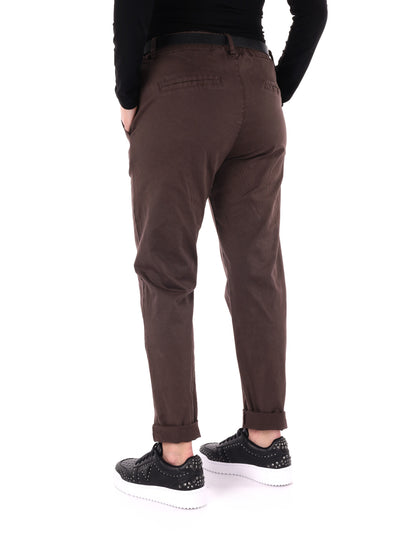 PANTALONE CASUAL CON CINTURA MISS LOVE DA DONNA MARRONE