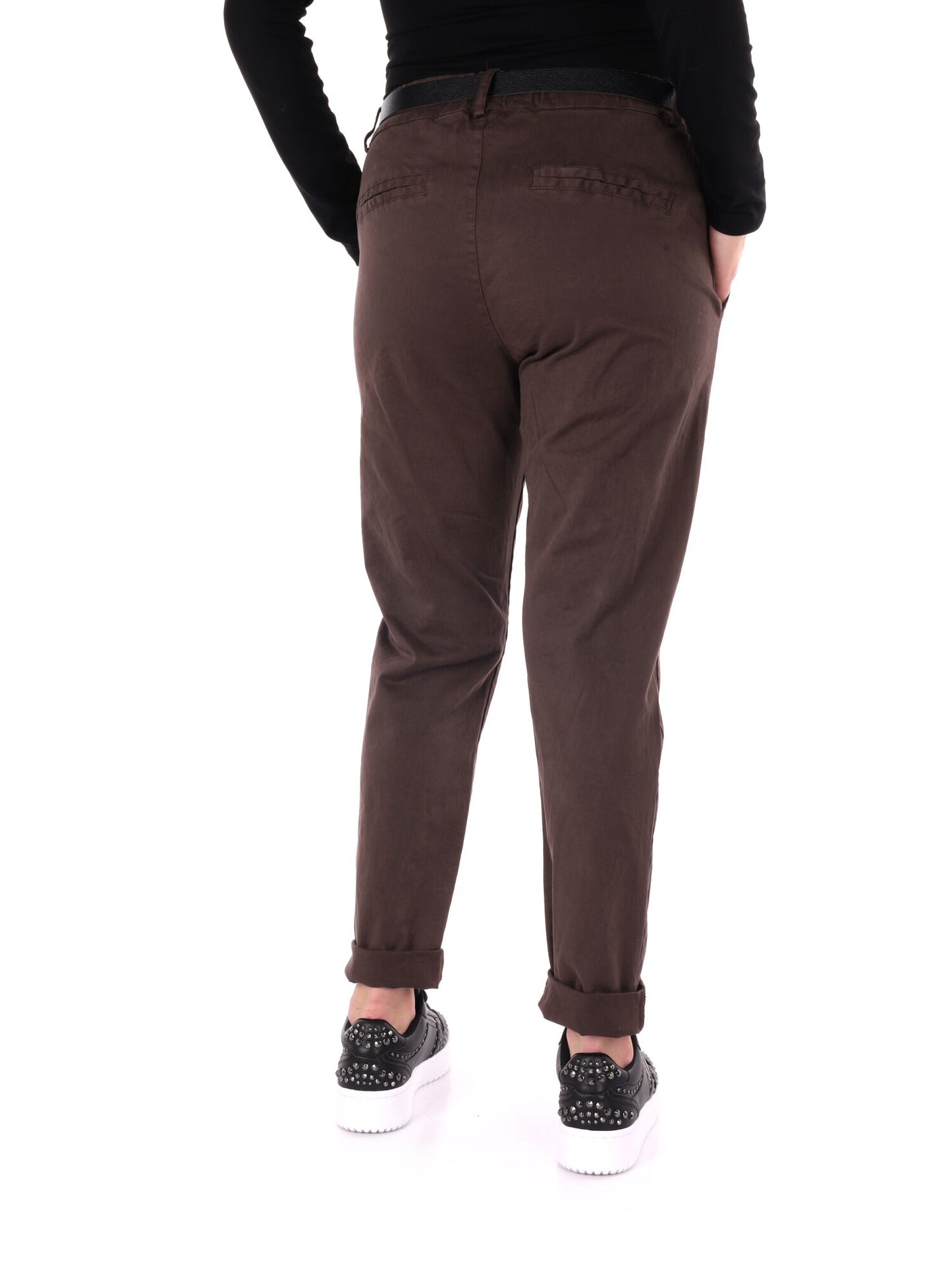 PANTALONE CASUAL CON CINTURA MISS LOVE DA DONNA MARRONE
