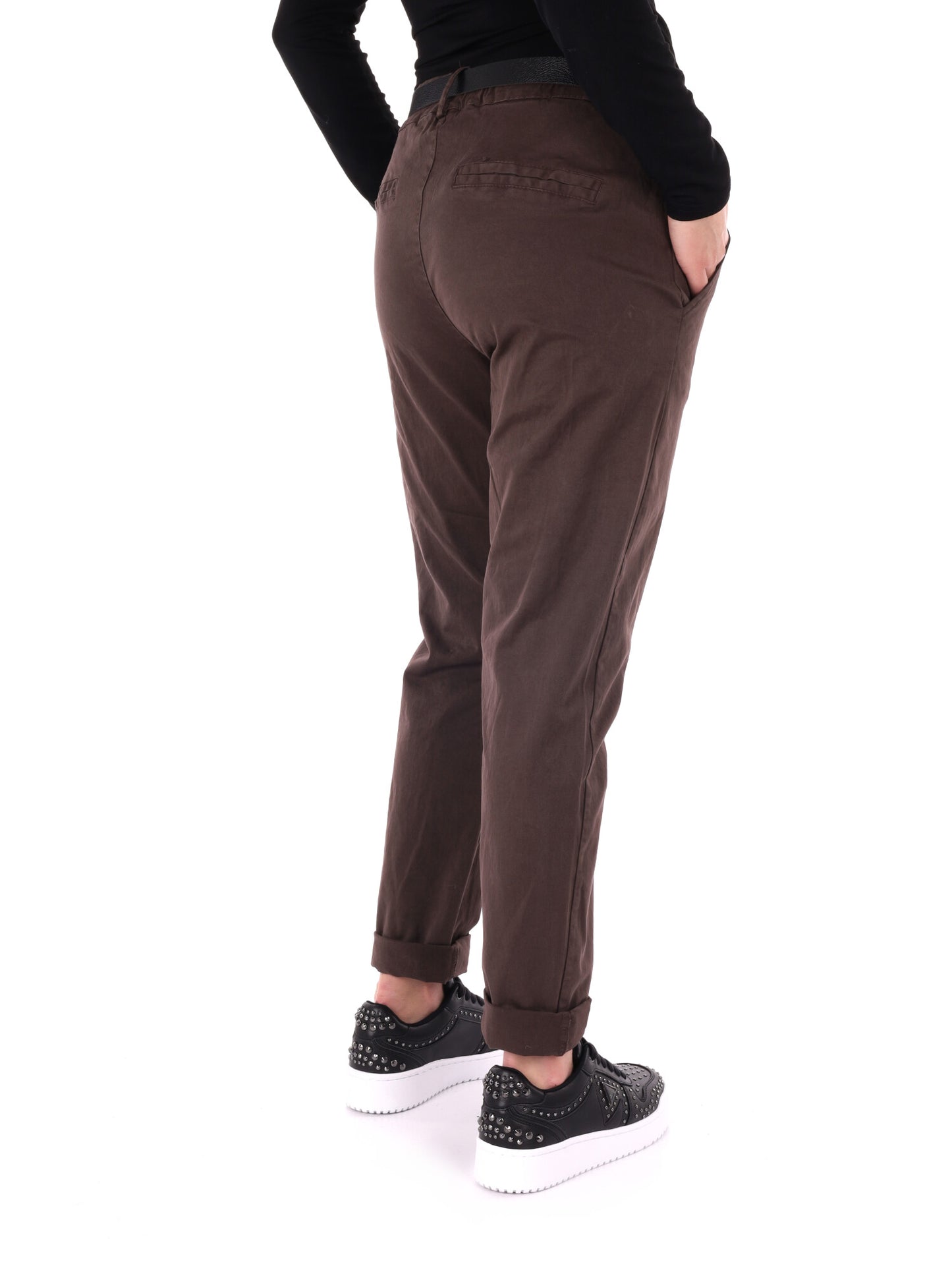 PANTALONE CASUAL CON CINTURA MISS LOVE DA DONNA MARRONE
