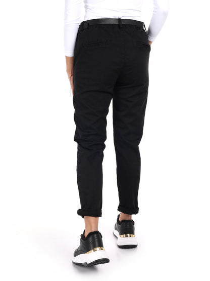 PANTALONE CASUAL CON CINTURA MISS LOVE DA DONNA NERO