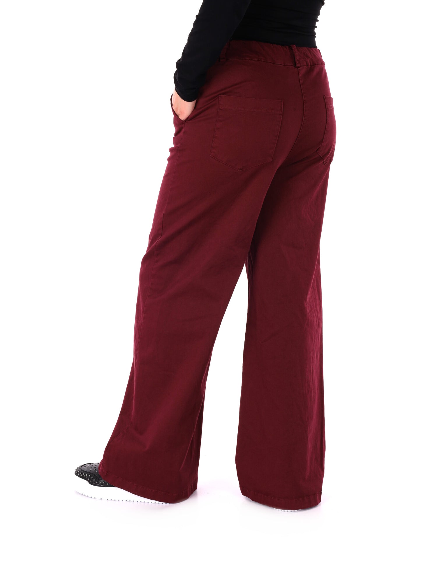 PANTALONE WIDE LEG VITA ALTA MISS LOVE DA DONNA BORDEUAX