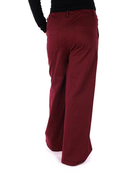 PANTALONE WIDE LEG VITA ALTA MISS LOVE DA DONNA BORDEUAX