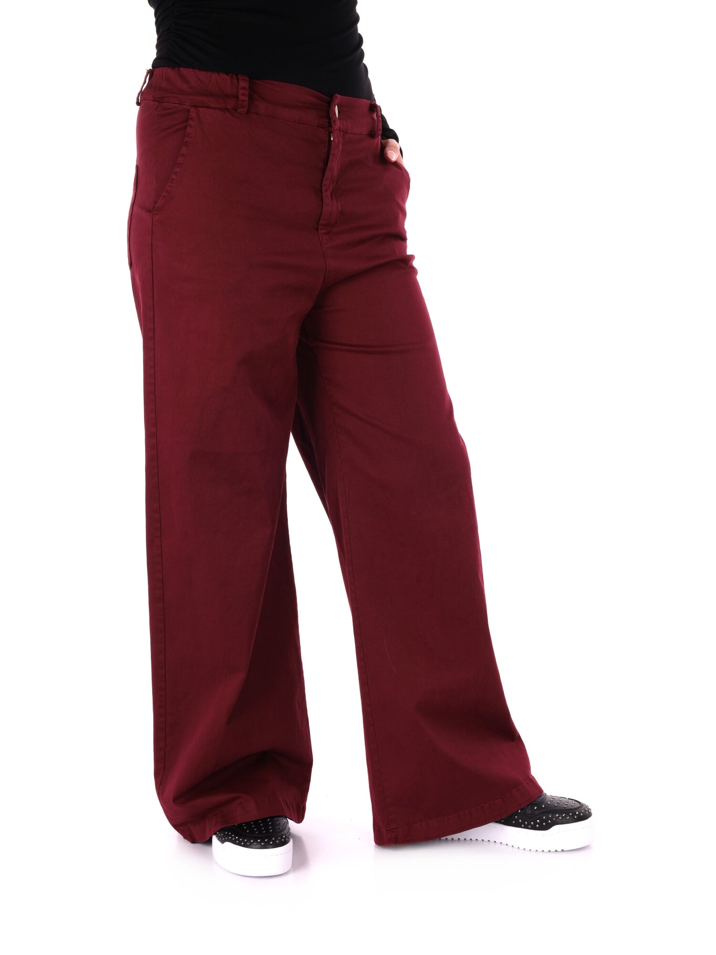 PANTALONE WIDE LEG VITA ALTA MISS LOVE DA DONNA BORDEUAX
