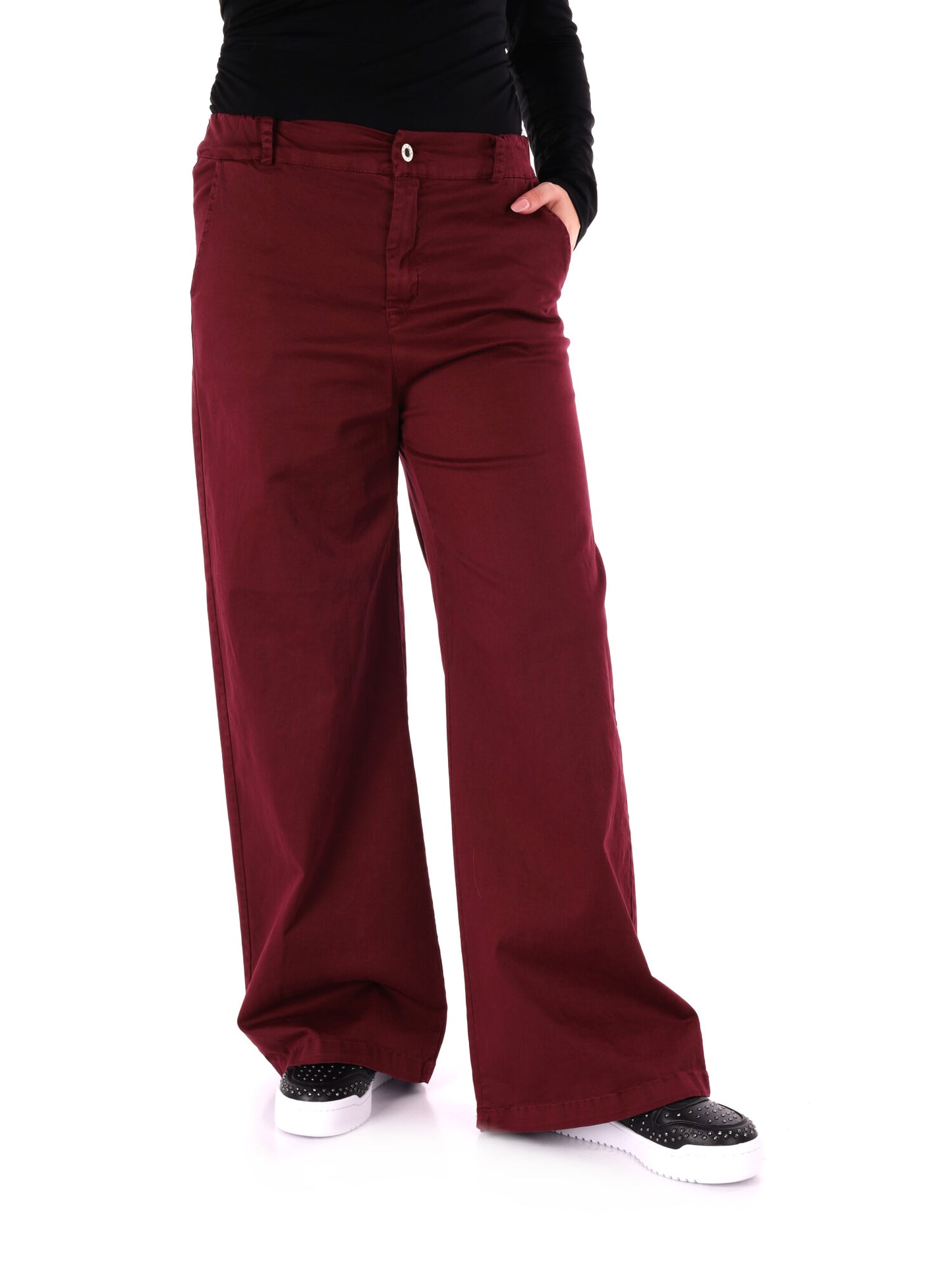 PANTALONE WIDE LEG VITA ALTA MISS LOVE DA DONNA BORDEUAX
