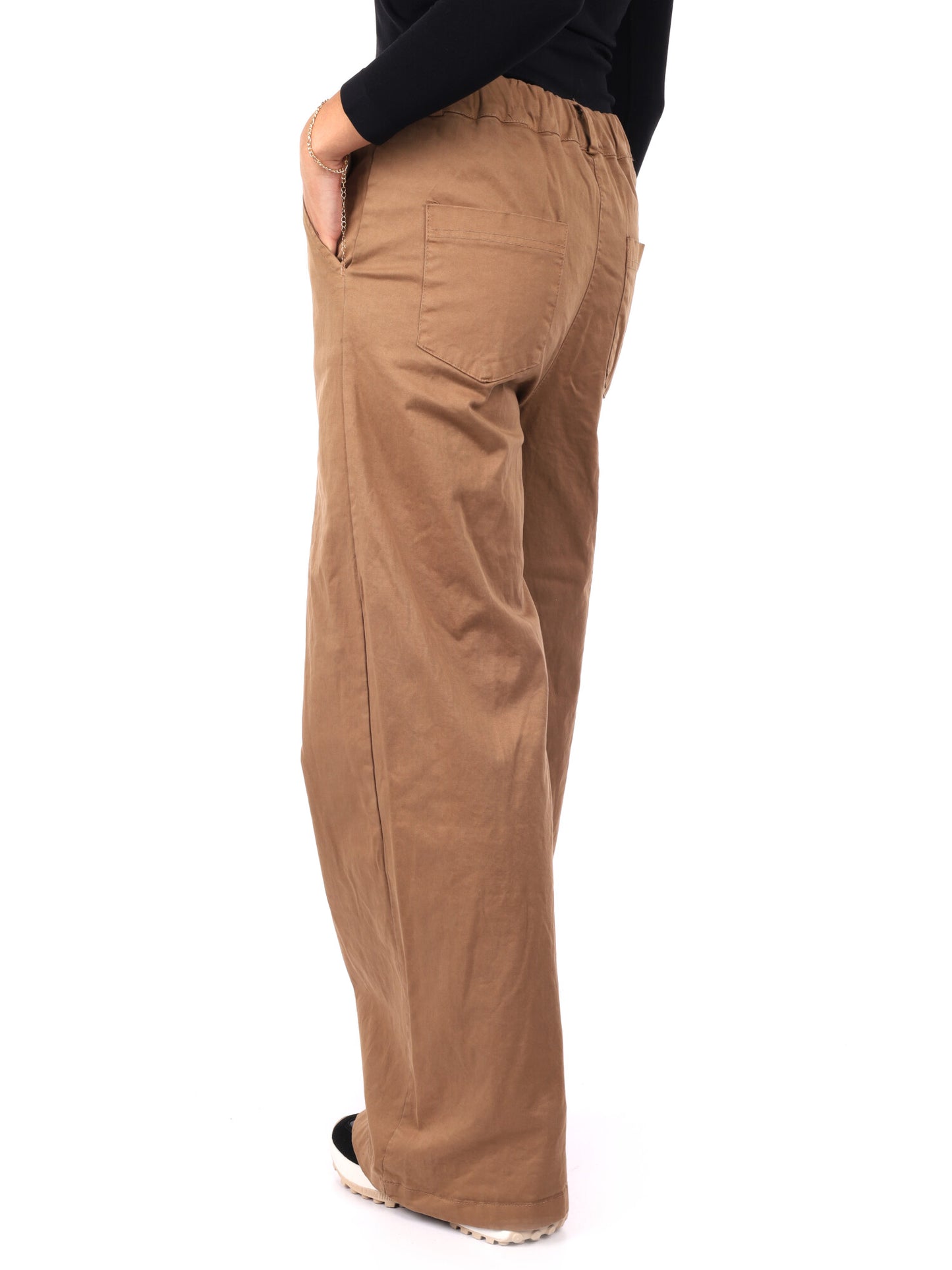 PANTALONE WIDE LEG VITA ALTA MISS LOVE DA DONNA CAMMELLO