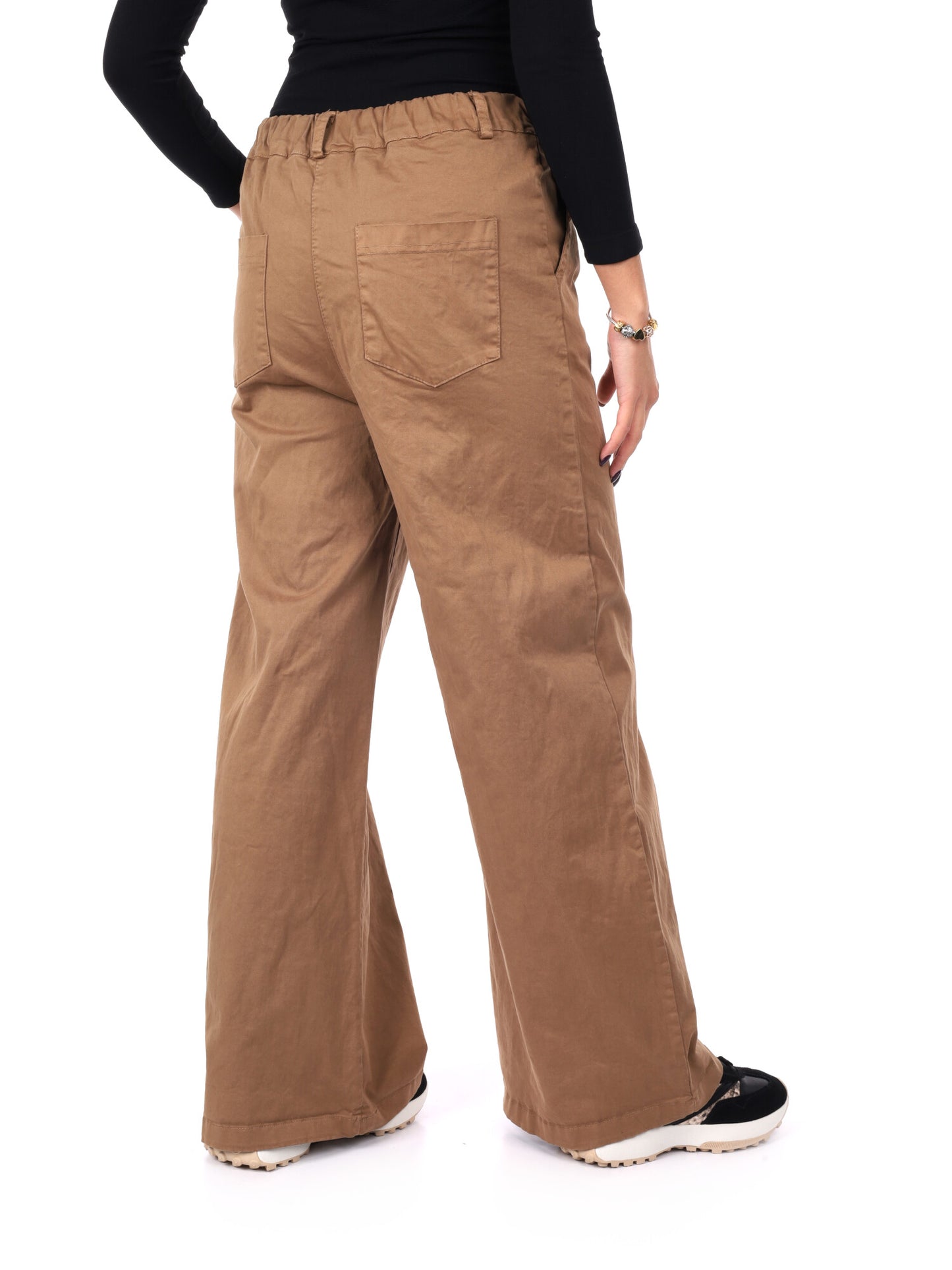 PANTALONE WIDE LEG VITA ALTA MISS LOVE DA DONNA CAMMELLO