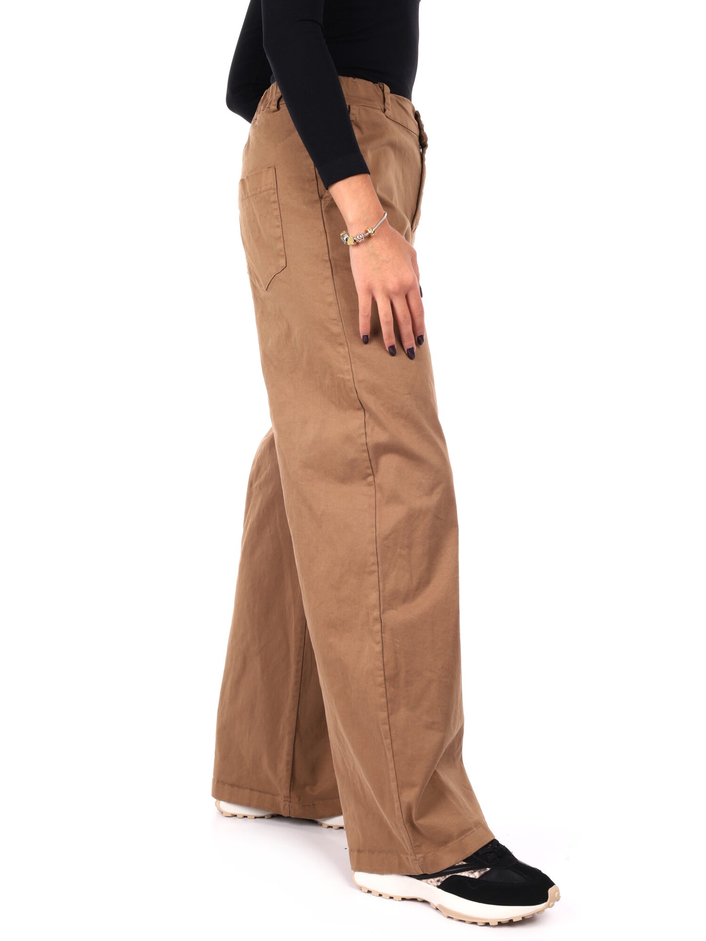 PANTALONE WIDE LEG VITA ALTA MISS LOVE DA DONNA CAMMELLO