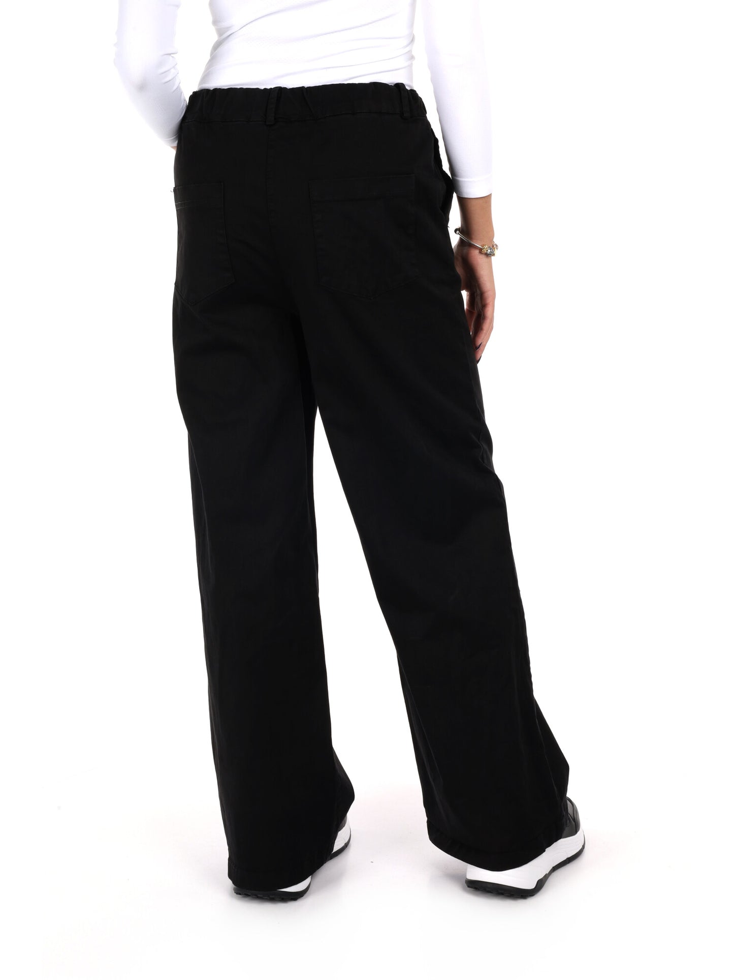 PANTALONE WIDE LEG VITA ALTA MISS LOVE DA DONNA NERO