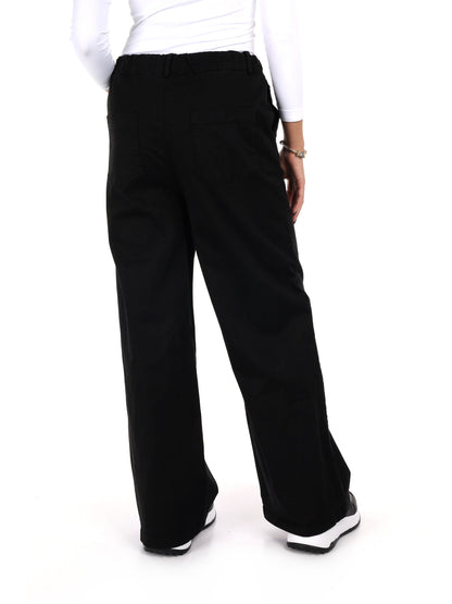 PANTALONE WIDE LEG VITA ALTA MISS LOVE DA DONNA NERO