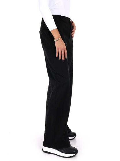 PANTALONE WIDE LEG VITA ALTA MISS LOVE DA DONNA NERO