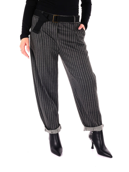 PANTALONE IN TESSUTO GESSATO MISS LOVE DA DONNA GRIGIO