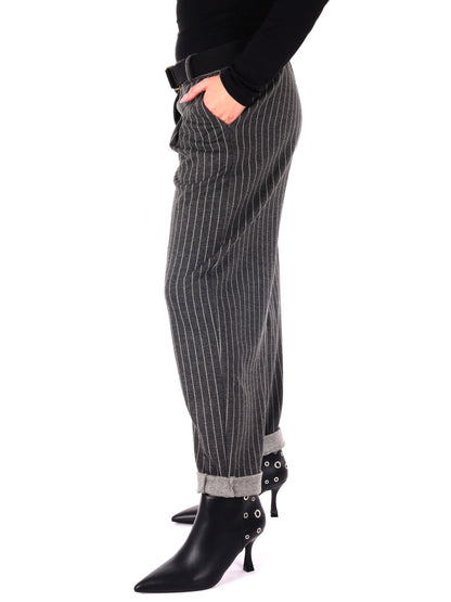 PANTALONE IN TESSUTO GESSATO MISS LOVE DA DONNA GRIGIO