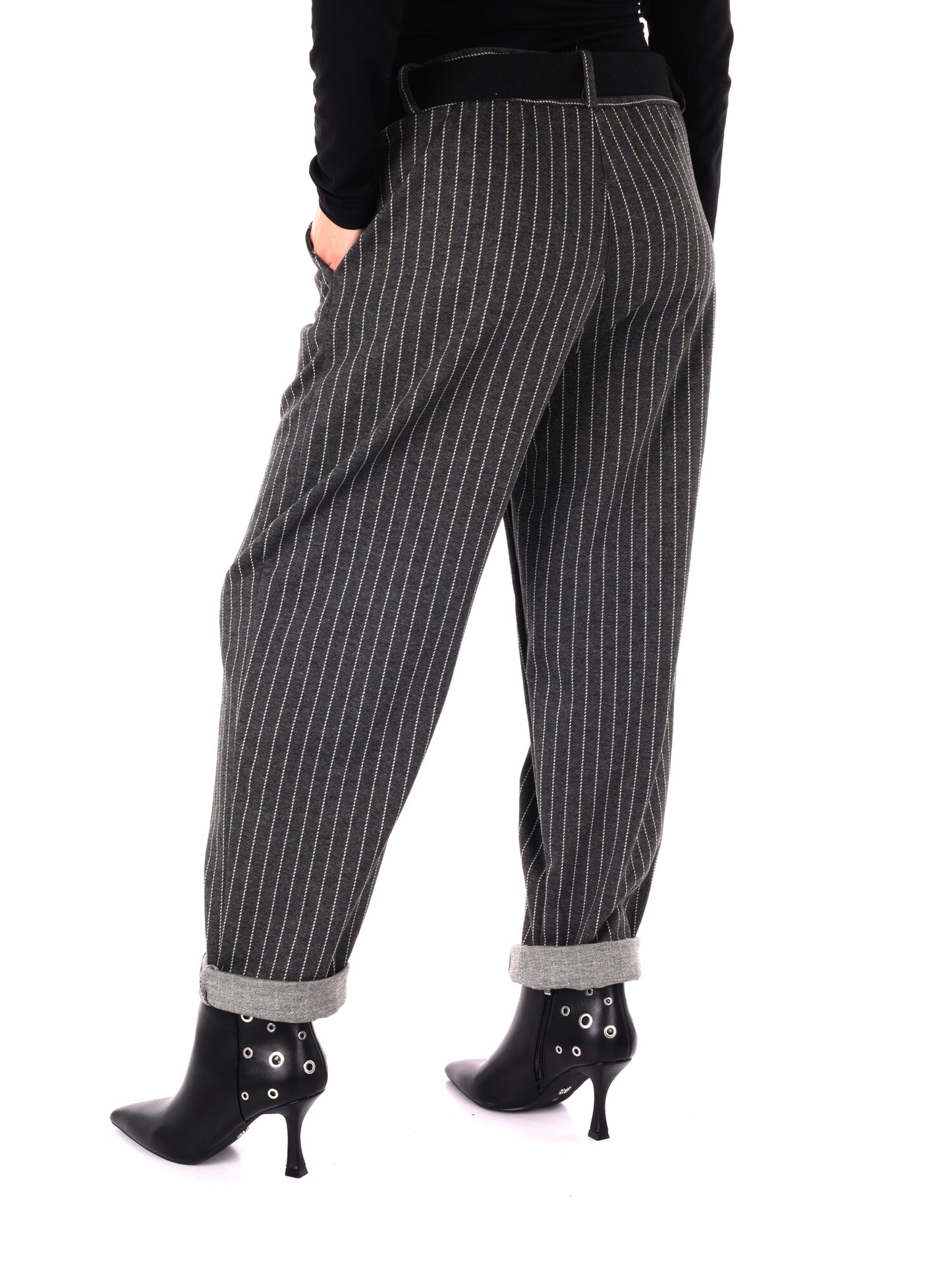 PANTALONE IN TESSUTO GESSATO MISS LOVE DA DONNA GRIGIO