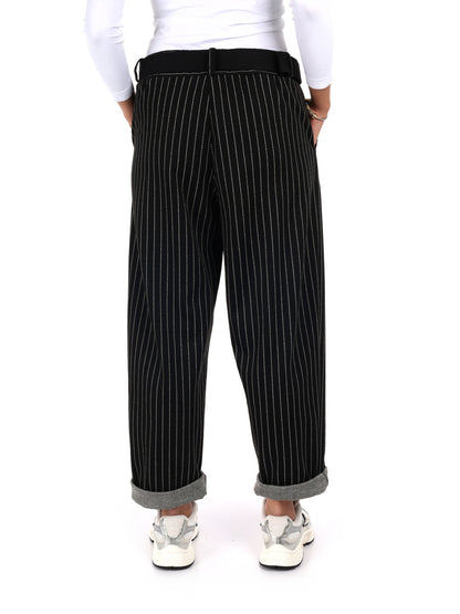 PANTALONE IN TESSUTO GESSATO MISS LOVE DA DONNA NERO