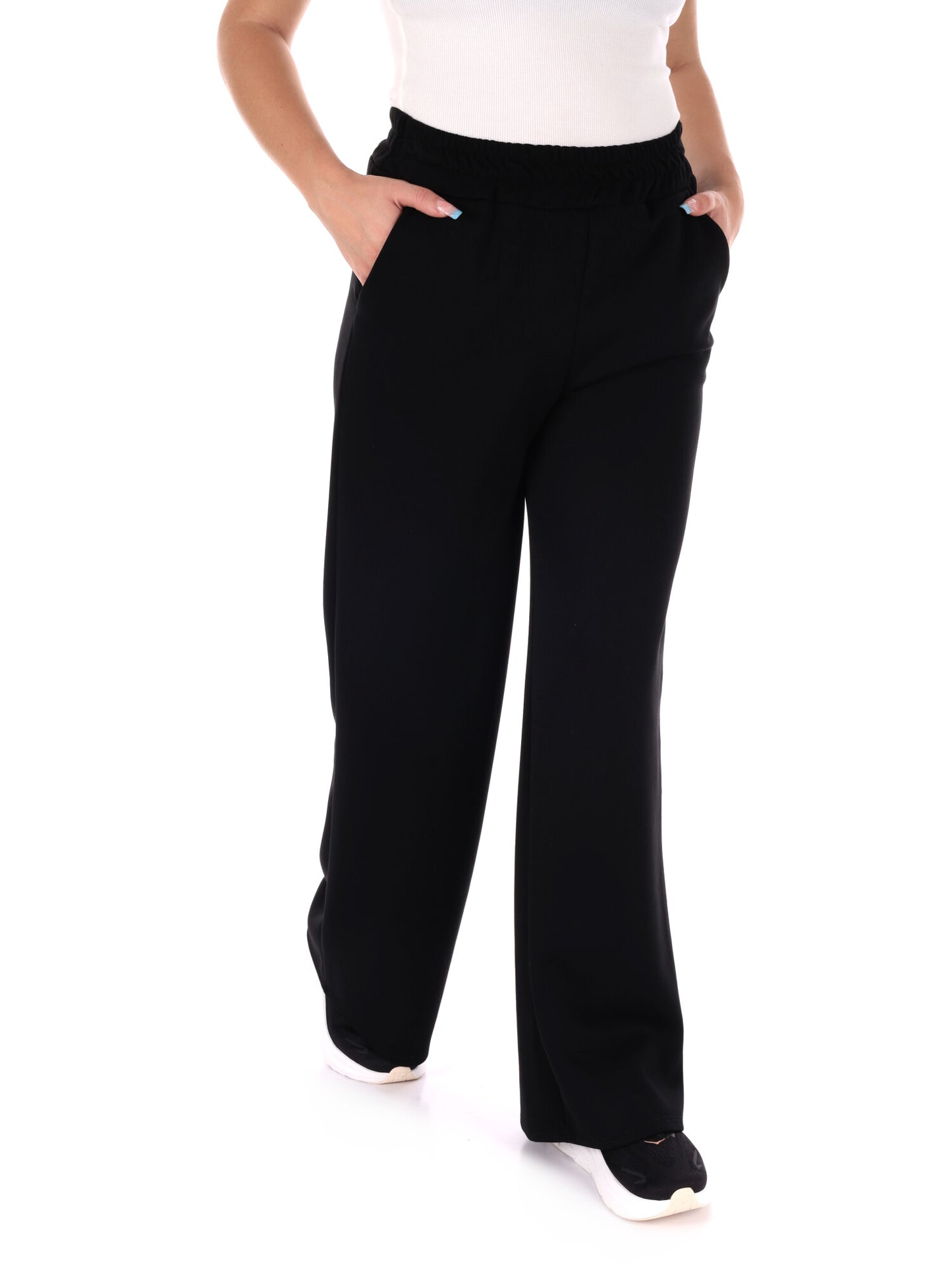 PANTALONE SPORTIVO WIDE LEG MISS LOVE DA DONNA NERO