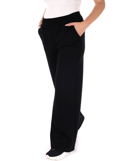 PANTALONE SPORTIVO WIDE LEG MISS LOVE DA DONNA NERO